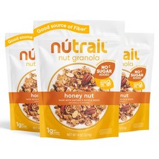 NuTrail Nut Granola Cereal, Honey Nut, No Sugar Added, 8 Ounce Pack of 3 