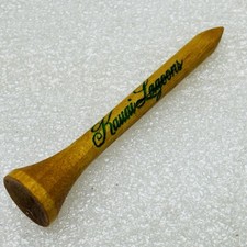 Kauai Lagoons Golf Club Course Hawaii Wooden Wood Tee w/ Green Text Logo &bull; VG