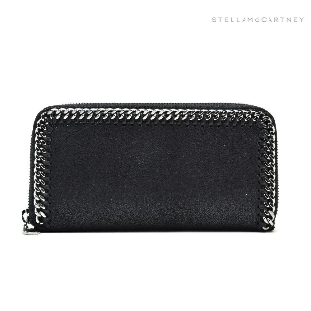 Stella McCartney — Stella McCartney Falabella Wallet Black Round Zip Long Wallet in Black