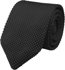 Men's Skinny Knit Tie Vintage Mixed Pattern Casual 2.4" Necktie One Size Black