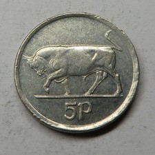 Ireland Republic 5 Pence 1996 Copper-Nickel KM#28 aUNC