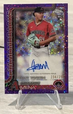 2025 Topps Chrome Update Christian Mena RC Purple Speckle Auto /299 CRDA-CME