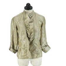 Chico's Gold Metallic 3 Button Blazer Jacket small