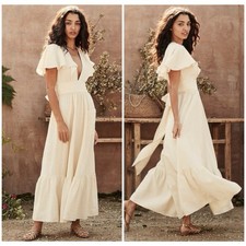 Doen Tarragon Silk Linen Maxi Dress Nutmilk XS