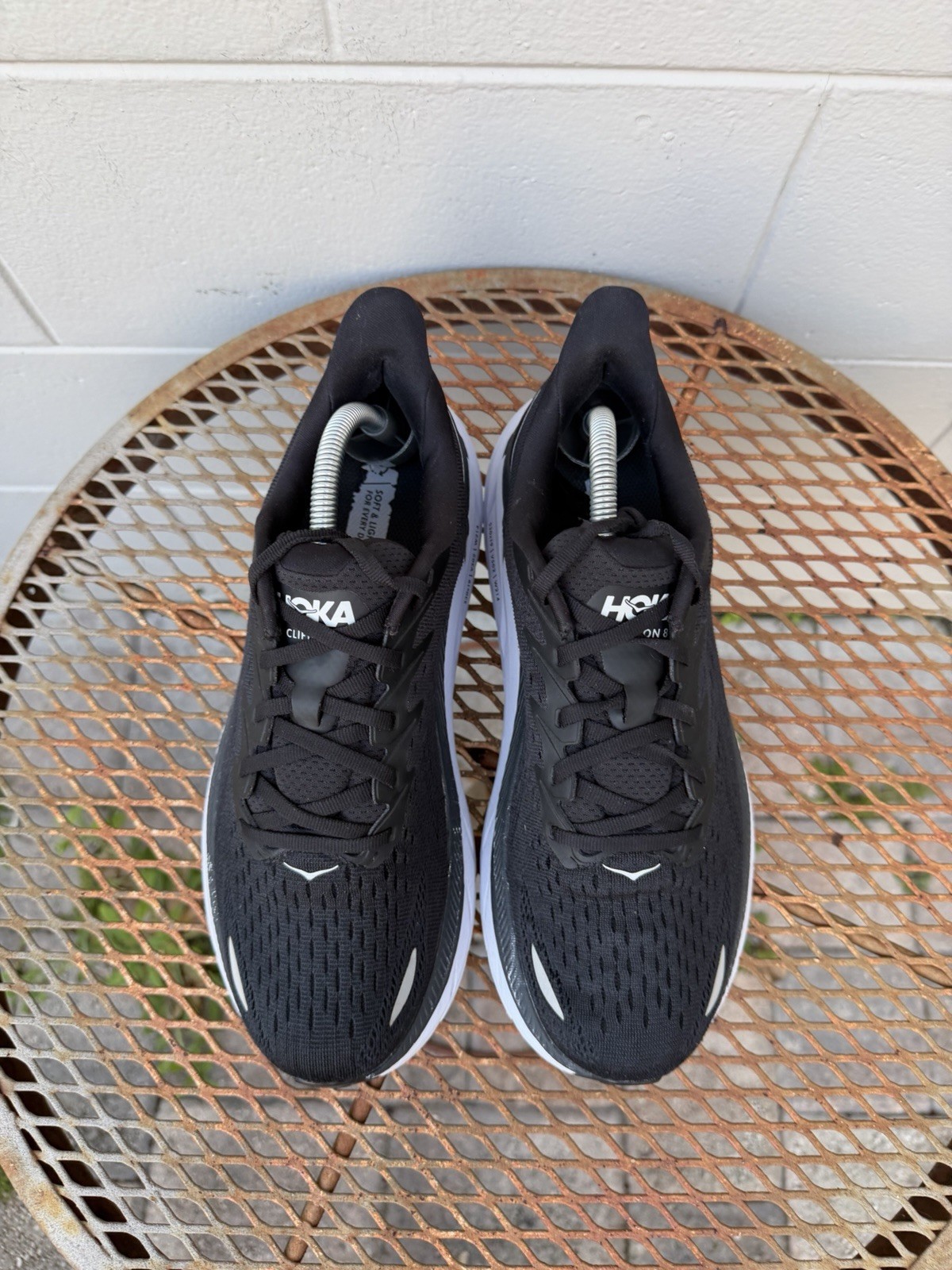 Hoka One One Clifton 8 Womens Black 1119394 BWHT Shoes Running Sneakers 10 B thumbnail 6