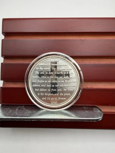 1oz Silver Round, .999 Fine Silver. Our Father Prayer Inscripted.