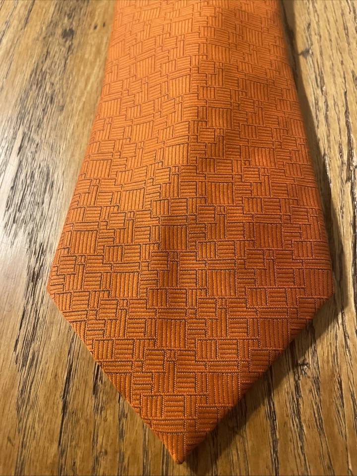 Vintage Años 60 70 Tergal Naranja Poliéster Corbata Ancha Disco Mod Retro Hecho en Francia Foto 2 de 4