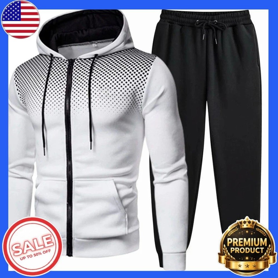 NUEVO 2026 PARA HOMBRES Chándal SUDADERAS CON CAPUCHA + Pantalones de chándal Negros Hombre Informal Deportes JUEGO DE CORRER.
