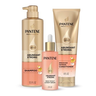 Pantene Abundant & Strong 3-Piece Regimen 23.5 Fl Oz (Pack of 1), Golden/pink 