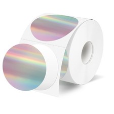 2 Inch Circle Thermal Label Stickers, Holographic Round Direct Thermal Sticke...