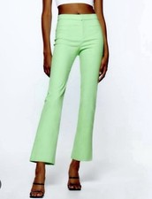 Zara High Waist Flare Pants  Vivid Mint Green  Size Small