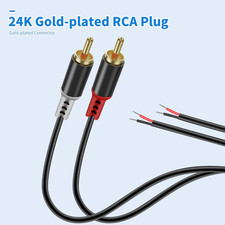RCA to Speaker Wire Adapter, 2 Bare Wire Speaker Cables to RCA Plug Adapter R...