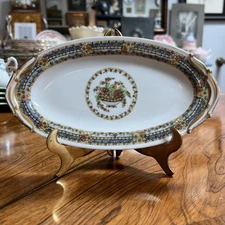 Vintage Limoges France L Bernardaud & Co Hand Painted Floral Oval Dish Early20th