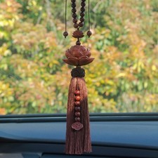 Rearview Mirror Decoration Small Leaf Red Sandalwood Lotus Car Hanging Pendant
