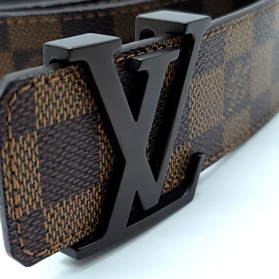 Пояс Louis Vuitton M9807 Damier Ebene LV инициалы пряжка коричневый размер 110/44 - Изображение 4 из 4