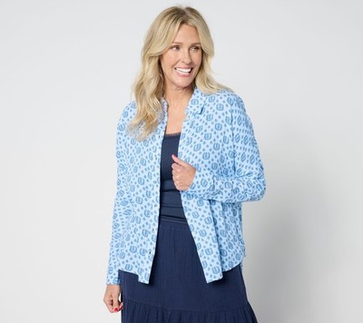 Studio Park Women's Top Sz L Cotton Gauze Button Front Shirt Blue A648601