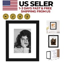 8x10 Black Picture Frame w/ Mat 5x7 or 8x10 No Mat Wall or Tabletop
