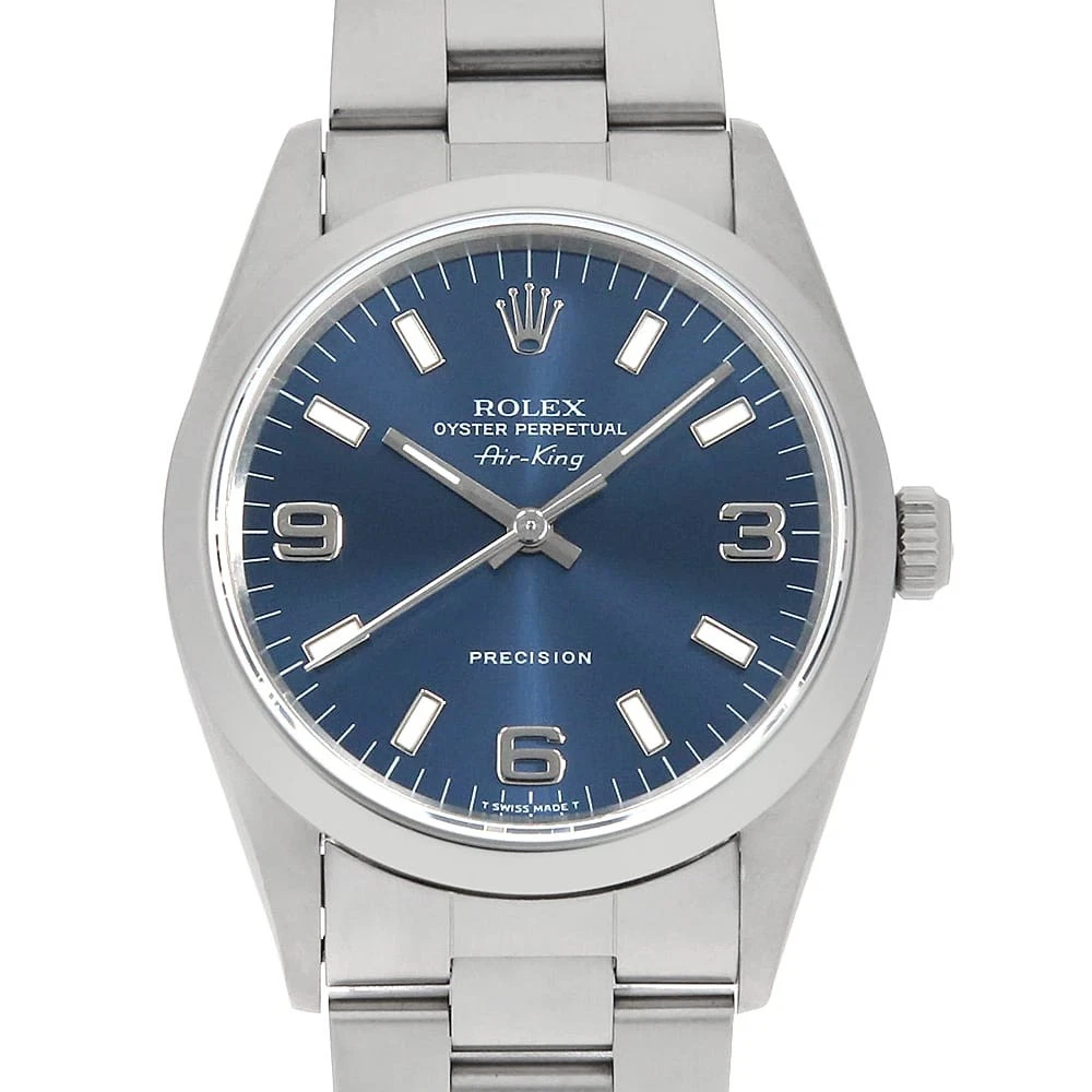 Rolex — ROLEX Air king 14000 blue 369 white bar T Number second hand mens
