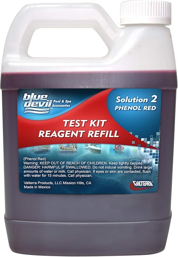 2 recargas de reactivo rojo fenol para probar el nivel de pH de tu piscina - 32 oz