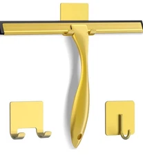 All-Purpose Stainless Steel Shower Squeegee for Shower Doors with 2 Adhesive ...