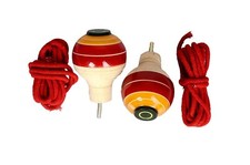Traditional Wooden Spinning Lattoo Lattu Bongaram With Thread For Children 2 Pcs