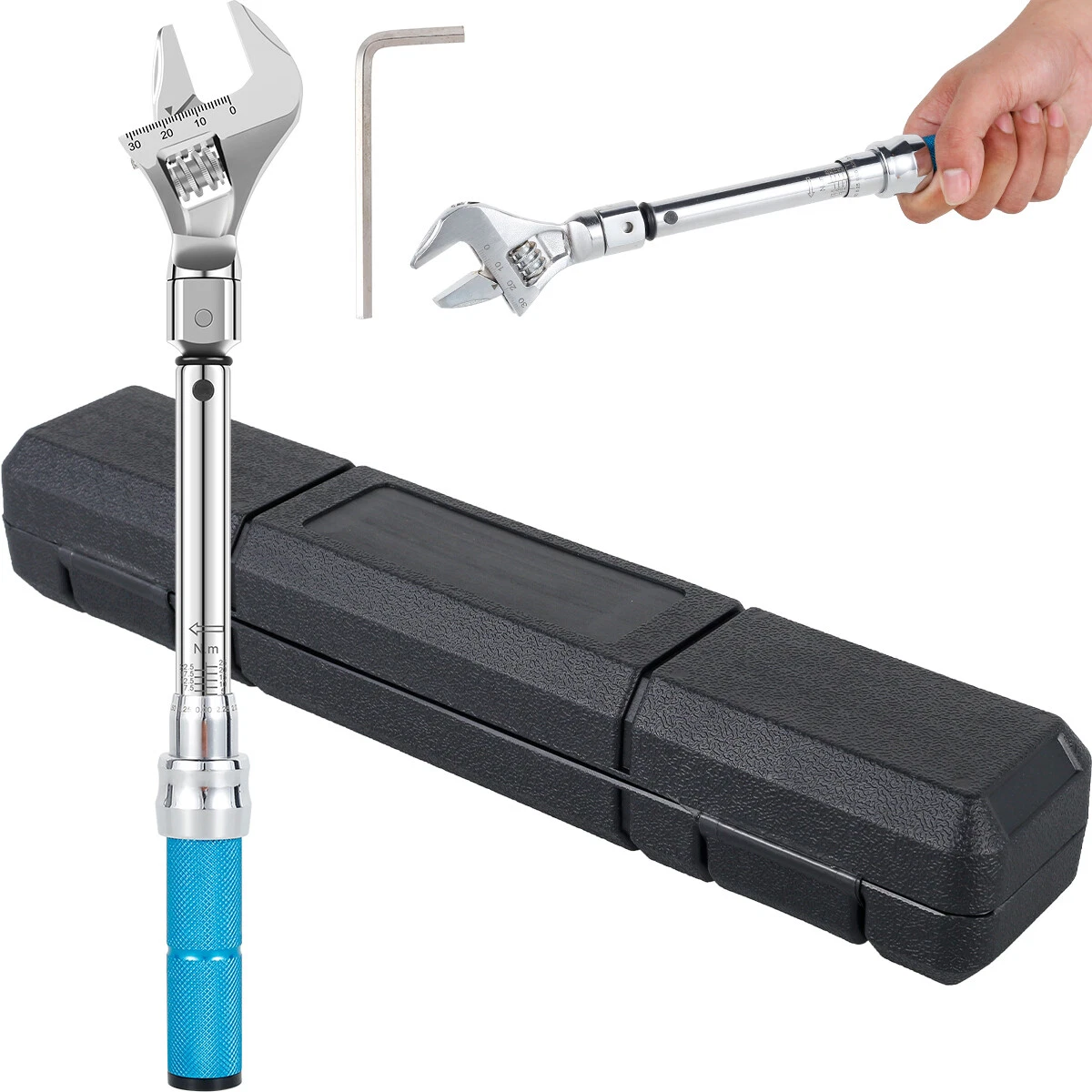 Digital Adjustable Open End Torque Wrench 5-25 NM 30mm Steel 9