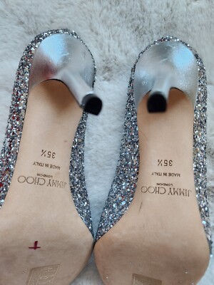 NWD JIMMY CHOO ROMY 85 Pumps Bow Glitter Size EU 35.5 Silver NWD JIMMY CHOO ROMY 85 Pumps Bow Glitter Size EU 35.5 Silver