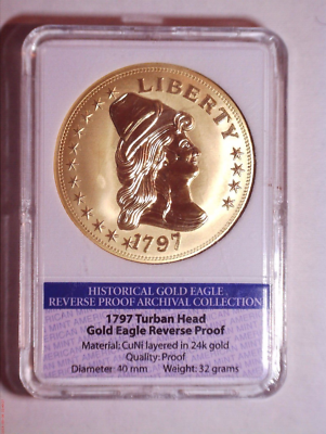 1797 Turban Head Gold Eagle Reverse Replica Coin 24K Gold Plate
