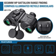 Barska AB11776 8x 30mm WP Battalion Tactical Binoculars w/ Rangefinder & Compass
