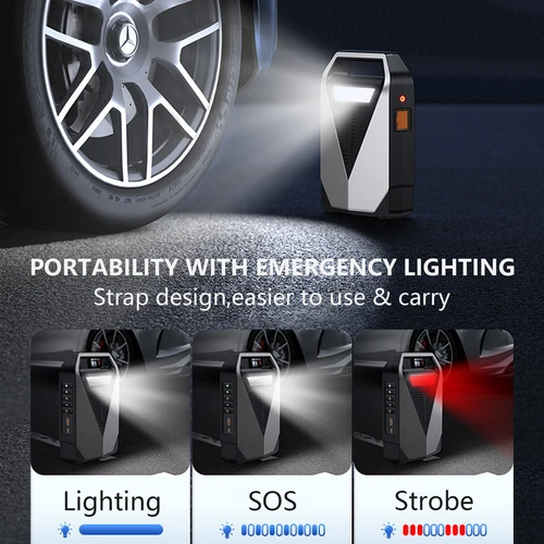 Jump Starter with Air Compressor, Portable 12000mAh Car Battery Jumper Starter - Picture 5 of 18