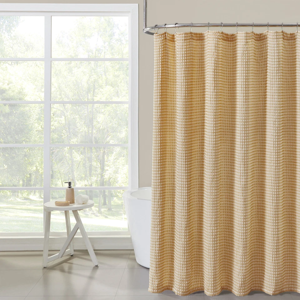 Hotel Collection Luxurious Waffle Weave Fabric Shower Curtain - Assorted Colors - Image 4 of 4