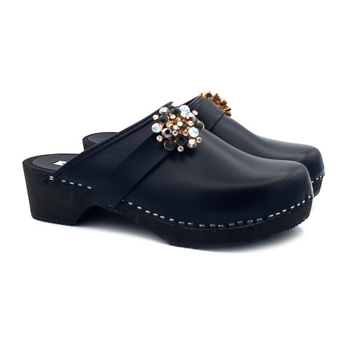 Zuecos De Mujer Suecos Leopardo/Negro | De Cuero Hecho En Italia - G6478 - Imagen 13 de 16