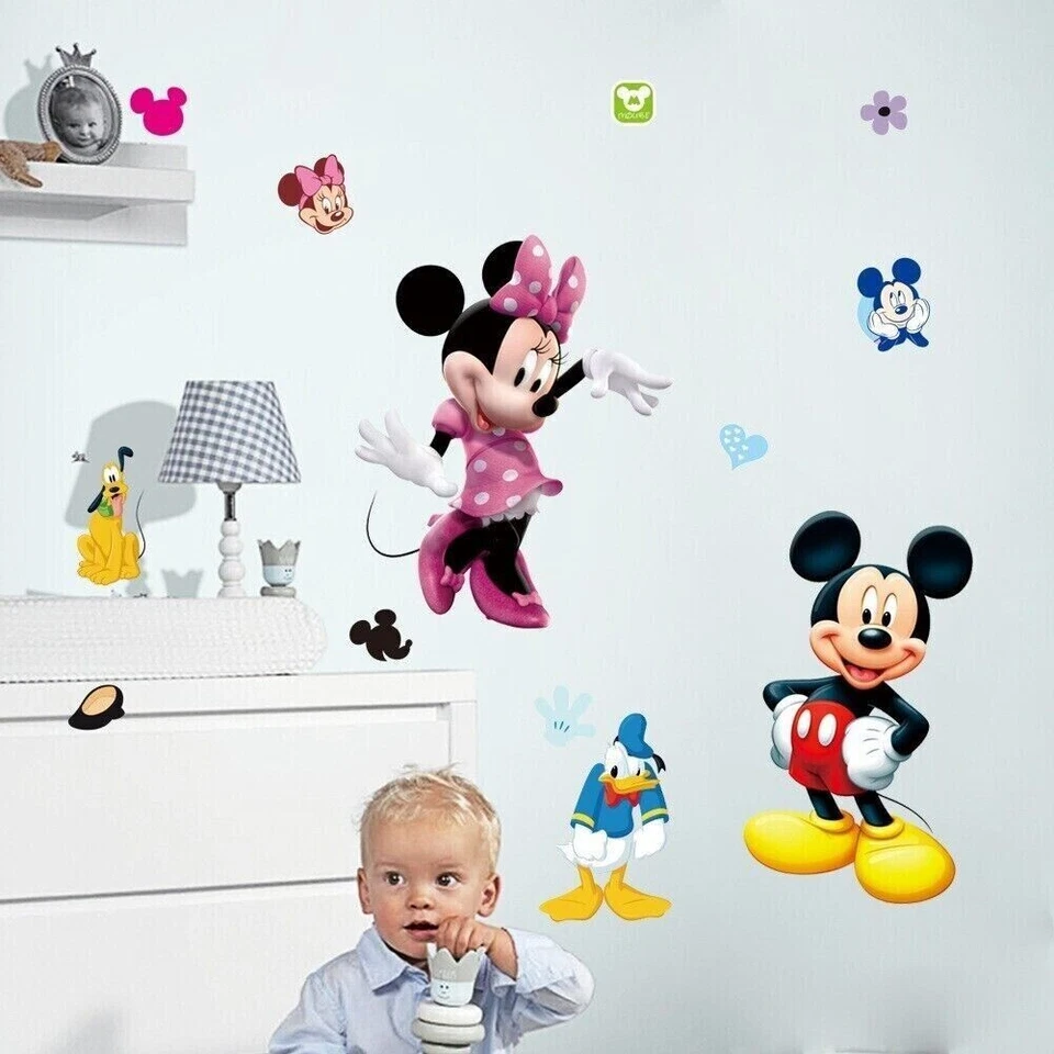 Calcomanía de pared de dibujos animados de Mickey Minnie Mouse para niños niños niños niñas habitación infantil Foto 2 de 4