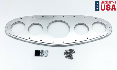 Bomber Style 5 Gauge Custom Hot Rod Aluminum Dash Panel w/ Rivets - 16'' x 5 3/4''
