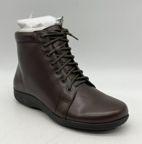 Walking Cradles Zack Dark Brown Leather Ankle Boots Size 7 S Narrow Lace Up - Picture 1 of 15