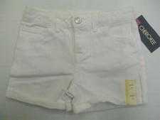 new CHEROKEE Girls Youth Size S Cotton Adjustable White Denim Shorts