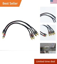 Dual RCA Y Adapter 2 Pack - 24K Gold-Plated 1 Female to 2 Male Splitter Cables
