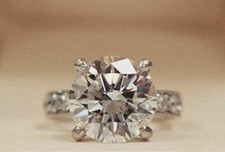 Solid 925 Sterling Silver Big 6.84 CT White Round Cut CZ Solitaire Wedding Ring