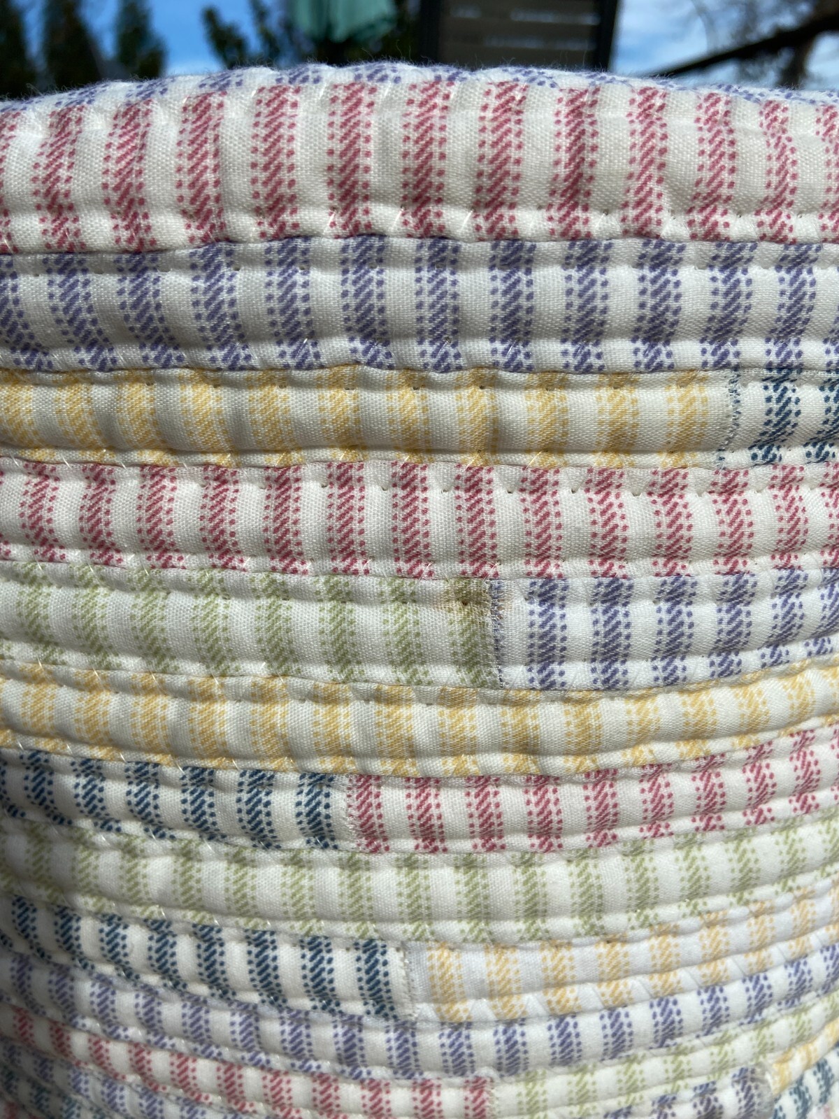 Fabric Storage Basket-Braided Ticking Stripe-pink/blue/grn/yel/purple-18" x 12"