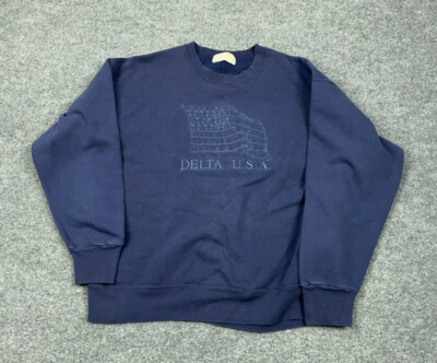 VTG 90s J. America Delta USA Blue Embroidered Sweatshirt VTG 90s J. America Delta USA Blue Embroidered Sweatshirt