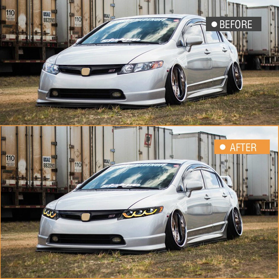 Pair LED Headlights Fit For Honda Civic 4-Door 2006-2011 Head Lamps Assembly DRL - Image 3 of 4