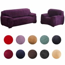 Velvet Stretch Chair Sofa Cover 1 2 3 4 Seater Couch Elastic Slipcover Protector