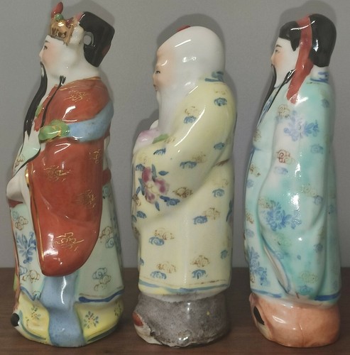 Chinese Star Gods- Prosperity (Fu) Longevity (Shou) Good Fortune (Lu) 6” Marked - Picture 2 of 8