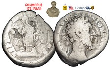 Ancient Roman Empire Coin Silver Denarius COMMODUS 177 - 192 AD Authentic #32754