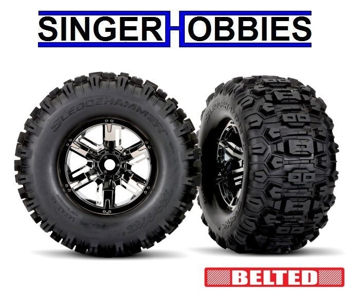 Traxxas 7871X Tires & Chrome Wheels X-Maxx BELTED Sledgehammer 4.3