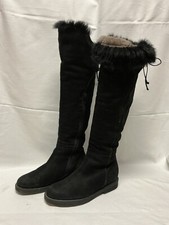 PROGETTO  ITALIENISCHE LAMMFELL Overknee Stiefel Wildleder Schwarz Gr 36