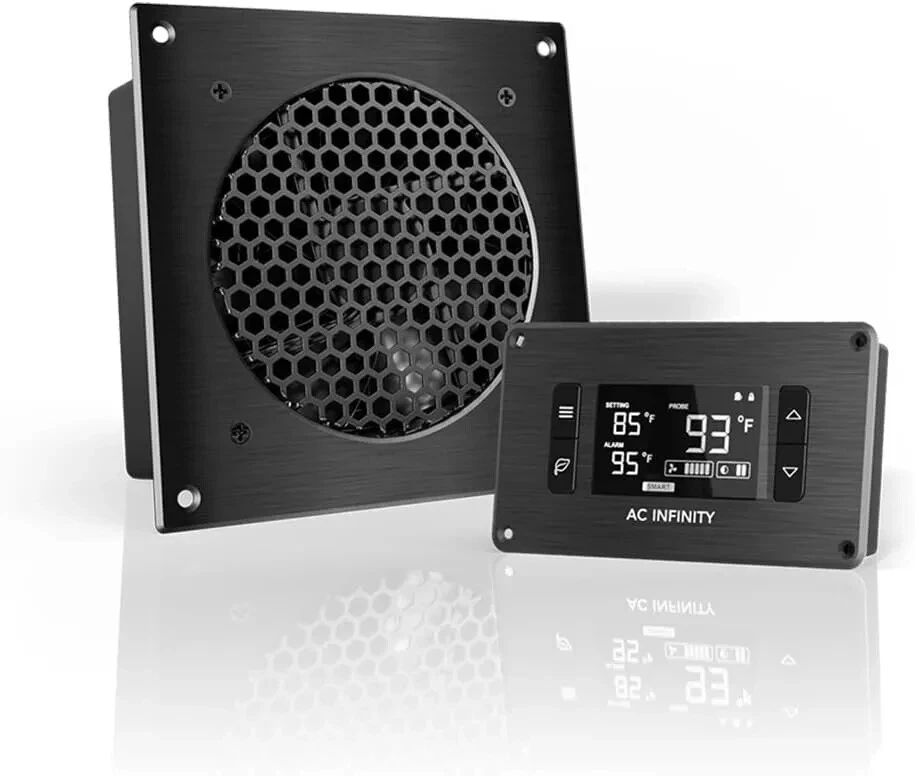 AIRPLATE T3, Quiet Cooling Fan System 6" with Thermostat Control Home Theater - Image 2 of 4