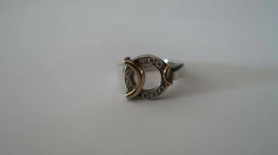 CLIO BLUE Bague Argent 925 0/00 Plaqué  Or & Zyrconium T. 50 - Photo 1/4