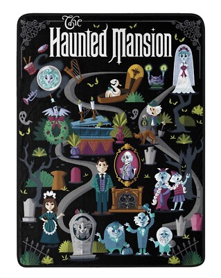 The Haunted Mansion Map Fleece Blanket Throw NWT Spirit Halloween Exclusive