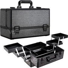 Makeup Artist Train Case Travel Organizer with 6 Extendable Trays by Ver Beauty